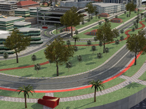 big city scene - low poly mega city roads building park area 3D Model