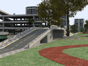 big city scene - low poly mega city roads building park area 3D Model