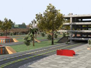 big city scene - low poly mega city roads building park area 3D Model