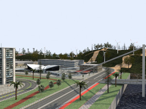big city scene - low poly mega city roads building park area 3D Model