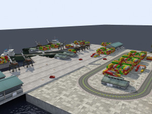 big city scene - low poly mega city roads building park area 3D Model