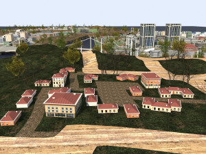 big city scene - low poly mega city roads building park area 3D Model