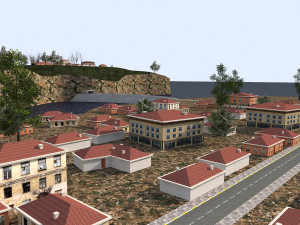 big city scene - low poly mega city roads building park area 3D Model