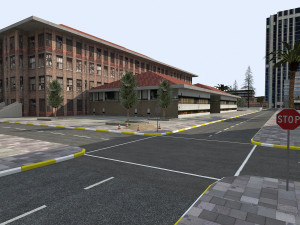 big city scene - low poly mega city roads building park area 3D Model