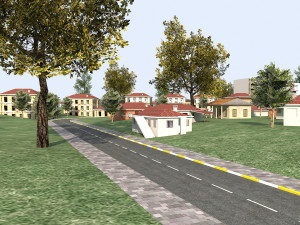 big city scene - low poly mega city roads building park area 3D Model