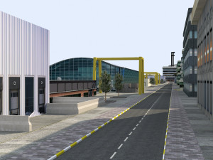 big city scene - low poly mega city roads building park area 3D Model