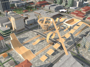big city scene - low poly mega city roads building park area 3D Model