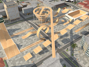 big city scene - low poly mega city roads building park area 3D Model