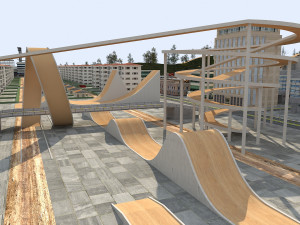 big city scene - low poly mega city roads building park area 3D Model