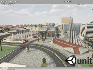 big city scene - low poly mega city roads building park area 3D Model