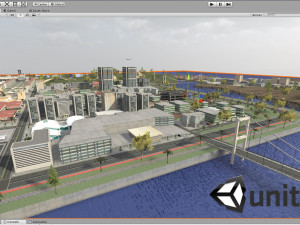 big city scene - low poly mega city roads building park area 3D Model