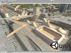 big city scene - low poly mega city roads building park area 3D Model