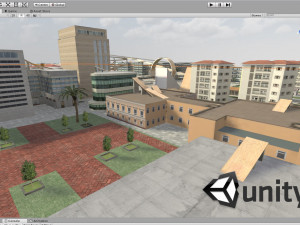 big city scene - low poly mega city roads building park area 3D Model