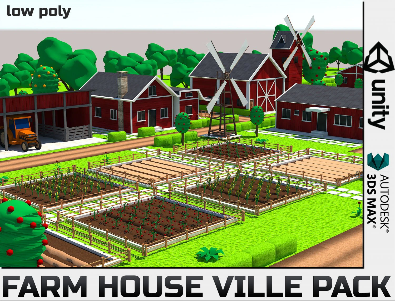 Low Poly Farmhouse and Environmental Pack Low-pol 3D Model .c4d .max .obj .3ds .fbx .stl .blend 