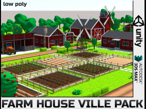 Low Poly Farmhouse and Environmental Pack Low-pol 3D Model
