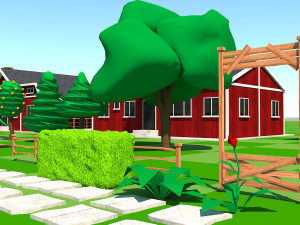 Low Poly Farmhouse and Environmental Pack Low-pol 3D Model