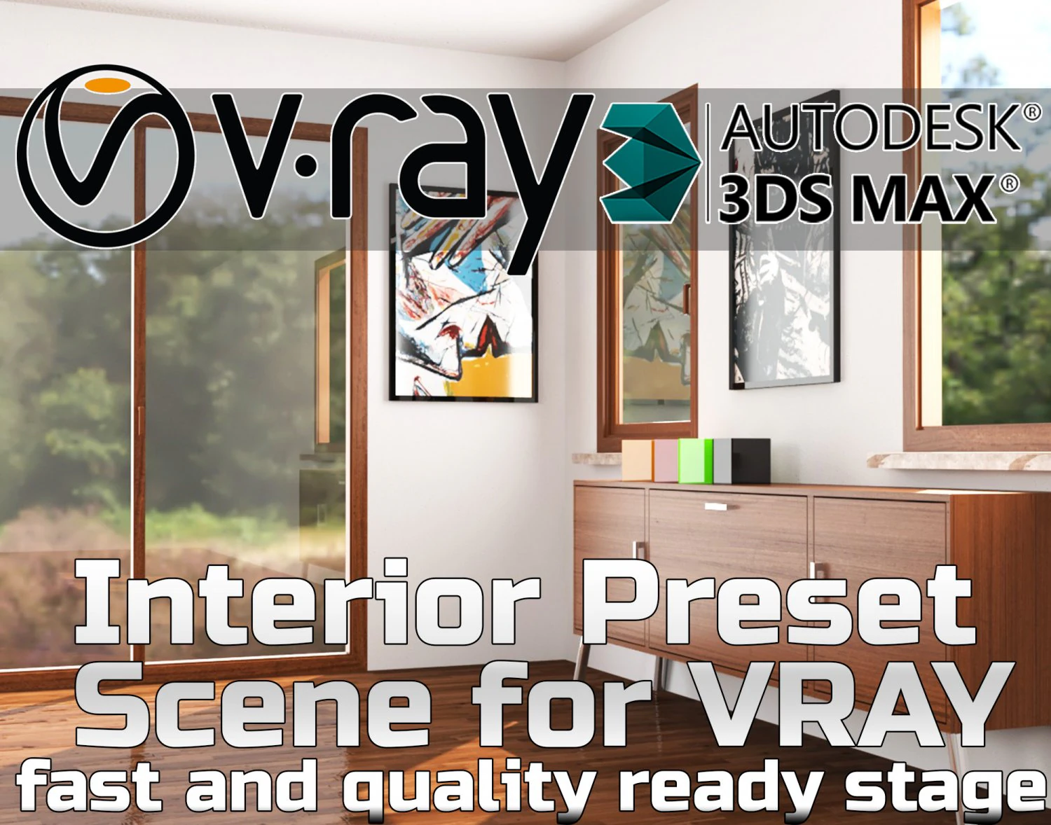 V-Ray Interior Preset Scene for Vray fast and quality VR 3D Model .c4d .max .obj .3ds .fbx .stl .blend 