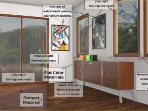V-Ray Interior Preset Scene for Vray fast and quality VR 3D Model
