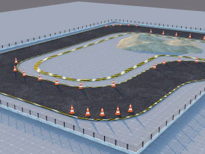 Drift Devresi Yarış Pisti D&uuml;ş&uuml;k Poli 3D Model