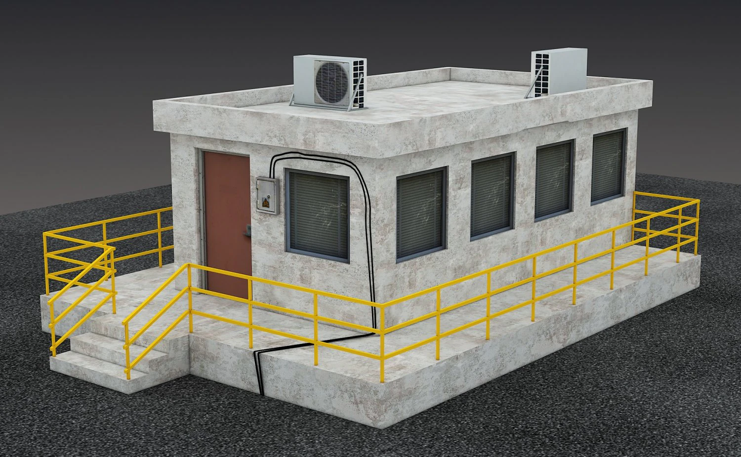 Security Entrance Cabin Box Office Building VR - AR - low-poly 3D Model .c4d .max .obj .3ds .fbx .stl .blend 