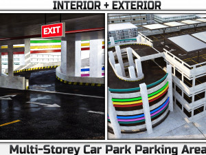 Multi-Storey Car Parking Building VR - AR - low-poly 3D Model