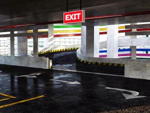 Multi-Storey Car Parking Building VR - AR - low-poly 3D Model