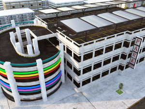 Multi-Storey Car Parking Building VR - AR - low-poly Model 3D