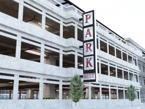 Multi-Storey Car Parking Building VR - AR - low-poly Model 3D