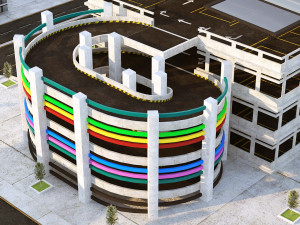 Multi-Storey Car Parking Building VR - AR - low-poly Model 3D