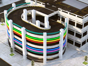 Multi-Storey Car Parking Building VR - AR - low-poly 3D Model