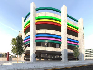 Multi-Storey Car Parking Building VR - AR - low-poly 3D Model