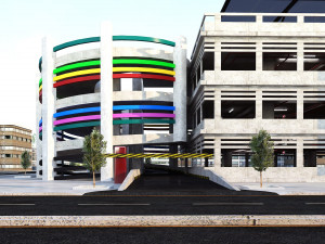 Multi-Storey Car Parking Building VR - AR - low-poly Model 3D