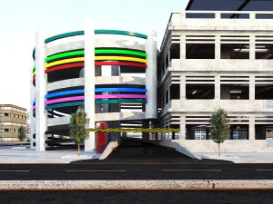 Multi-Storey Car Parking Building VR - AR - low-poly 3D Model