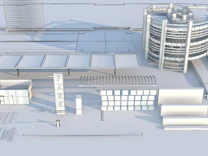 Multi-Storey Car Parking Building VR - AR - low-poly 3D Model