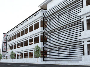 Multi-Storey Car Parking Building VR - AR - low-poly 3D Model