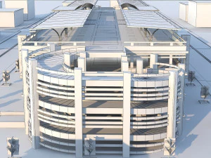 Multi-Storey Car Parking Building VR - AR - low-poly 3D Model