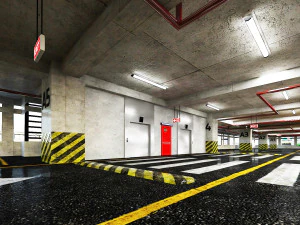 Multi-Storey Car Parking Building VR - AR - low-poly 3D Model