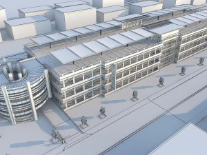 Multi-Storey Car Parking Building VR - AR - low-poly 3D Model