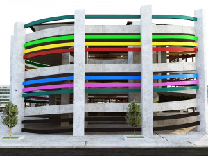 Multi-Storey Car Parking Building VR - AR - low-poly Model 3D