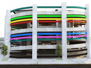 Multi-Storey Car Parking Building VR - AR - low-poly 3D Model