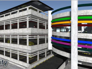 Multi-Storey Car Parking Building VR - AR - low-poly 3D Model
