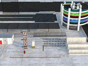 Multi-Storey Car Parking Building VR - AR - low-poly 3D Model
