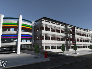 Multi-Storey Car Parking Building VR - AR - low-poly Model 3D