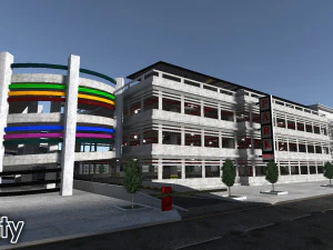 Multi-Storey Car Parking Building VR - AR - low-poly 3D Model