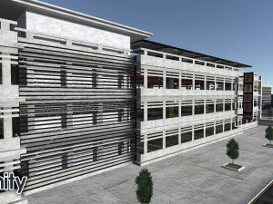 Multi-Storey Car Parking Building VR - AR - low-poly 3D Model