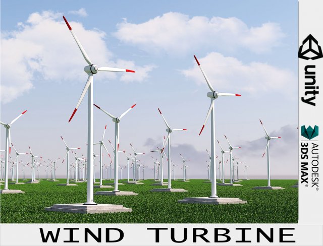 Wind Turbine Clear Energy low poly VR - AR - low-poly 3D Model .c4d .max .obj .3ds .fbx .stl .blend 
