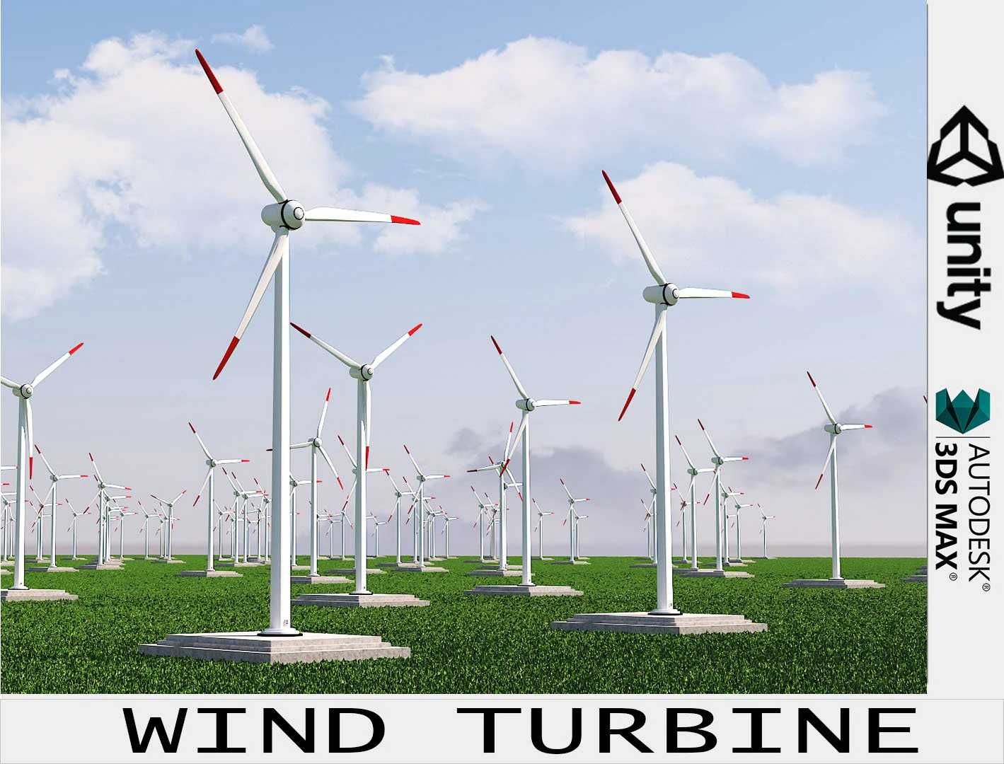 Wind Turbine Clear Energy low poly VR - AR - low-poly 3D Model .c4d .max .obj .3ds .fbx .stl .blend 