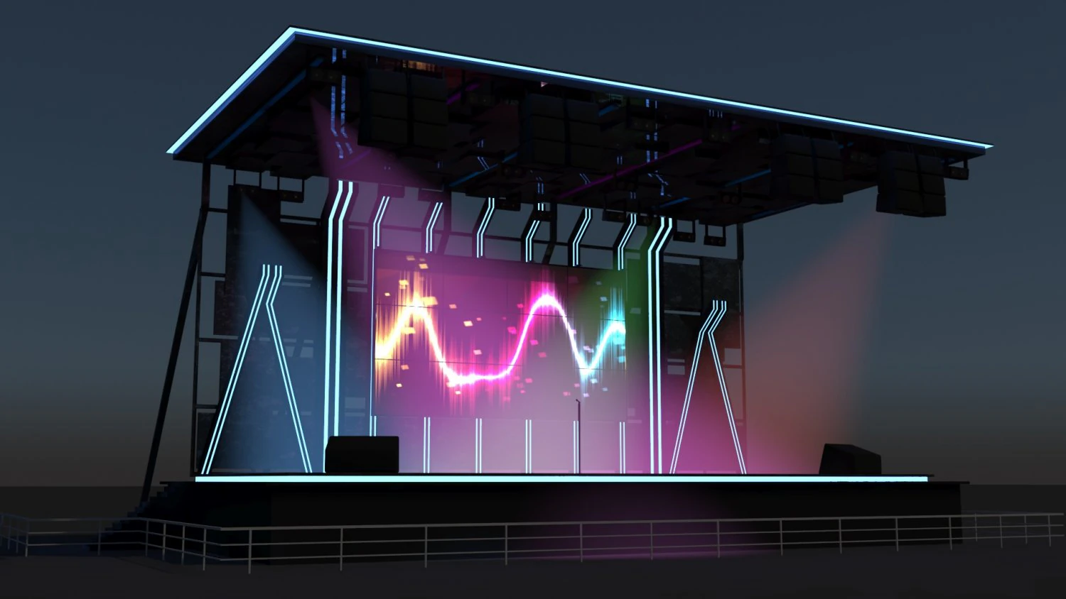 Concert Stage Area Low Poly Low-poly 3D Model .c4d .max .obj .3ds .fbx .stl .blend