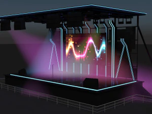 Concert Stage Area Low Poly Low-poly 3D Model