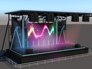Concert Stage Area Low Poly Low-poly 3D Model
